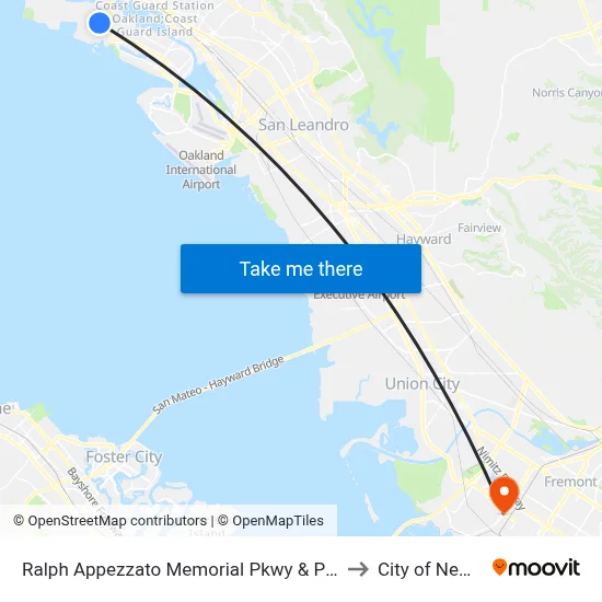 Ralph Appezzato Memorial Pkwy & Poggi St to City of Newark map