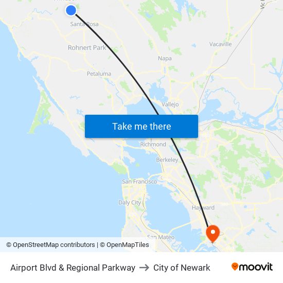 Airport Blvd & Regional Parkway to City of Newark map