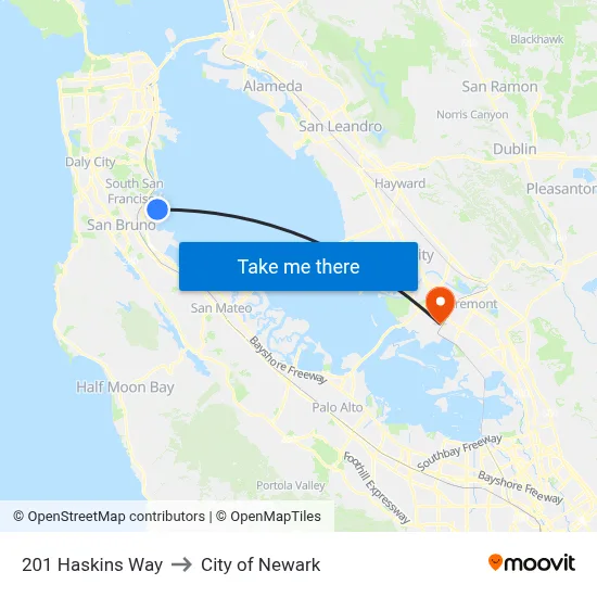 201 Haskins Way to City of Newark map