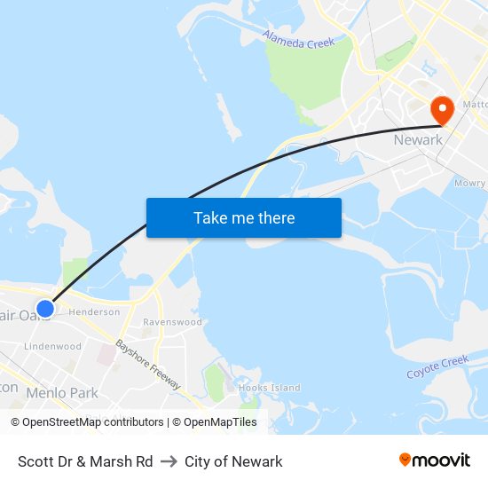 Scott Dr & Marsh Rd to City of Newark map