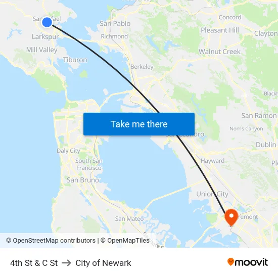 4th St & C St to City of Newark map