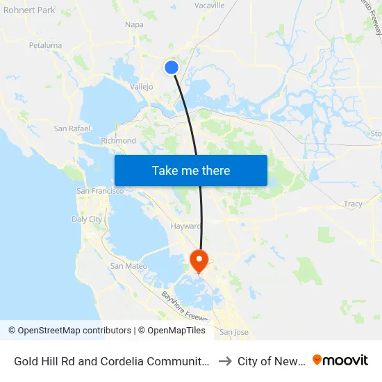 Gold Hill Rd and Cordelia Community Park to City of Newark map
