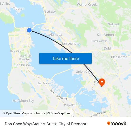 Don Chee Way/Steuart St to City of Fremont map