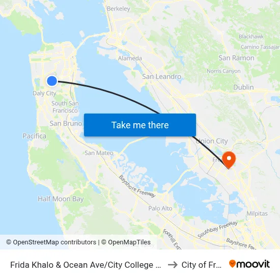 Frida Khalo & Ocean Ave/City College Welcome Center to City of Fremont map