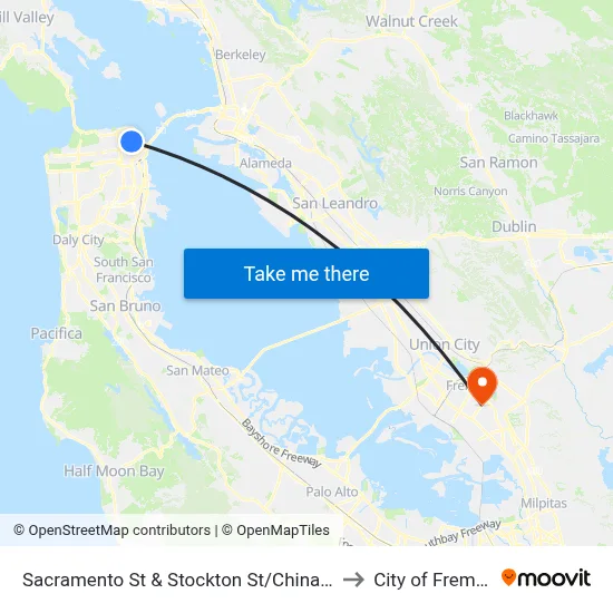 Sacramento St & Stockton St/Chinatown to City of Fremont map