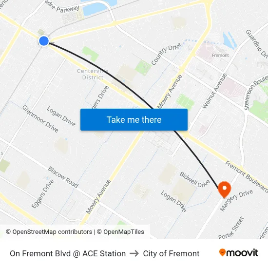 On Fremont Blvd @ ACE Station to City of Fremont map