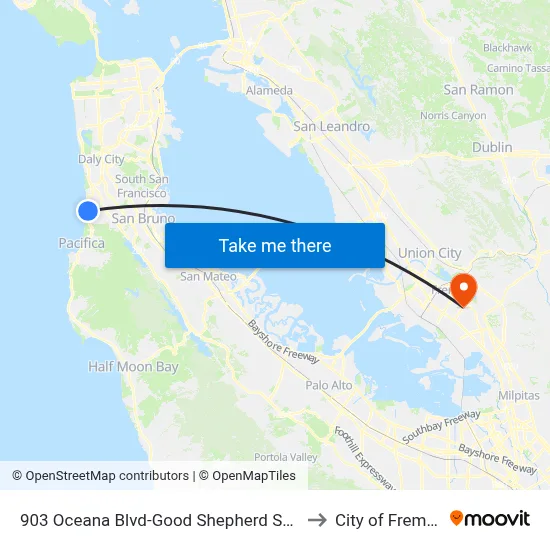 903 Oceana Blvd-Good Shepherd School to City of Fremont map