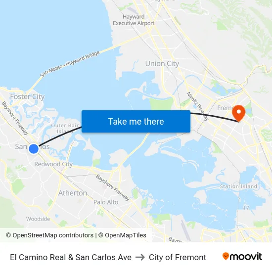 El Camino Real & San Carlos Ave to City of Fremont map