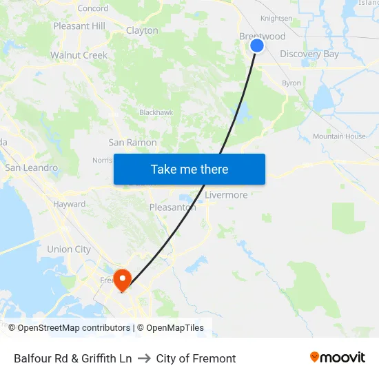 Balfour Rd & Griffith Ln to City of Fremont map