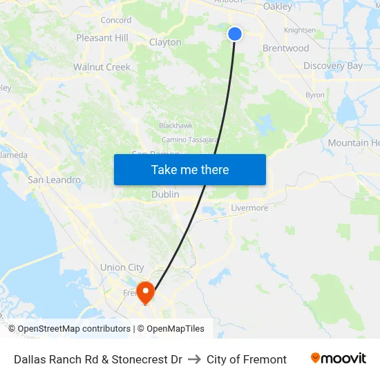 Dallas Ranch Rd & Stonecrest Dr to City of Fremont map