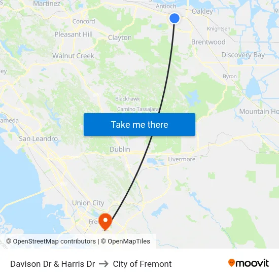Davison Dr & Harris Dr to City of Fremont map