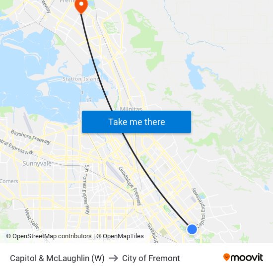 Capitol & McLaughlin (W) to City of Fremont map