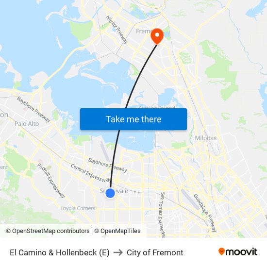 El Camino & Hollenbeck (E) to City of Fremont map