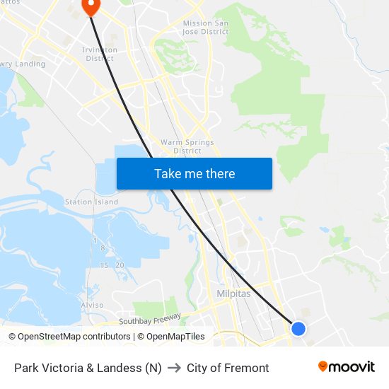 Park Victoria & Landess (N) to City of Fremont map