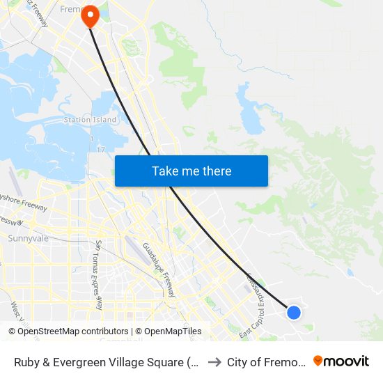 Ruby & Evergreen Village Square (N) to City of Fremont map