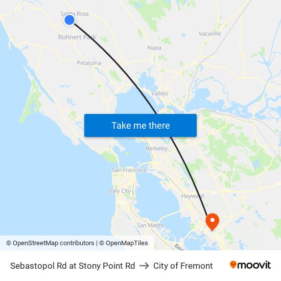 Sebastopol Rd at Stony Point Rd to City of Fremont map