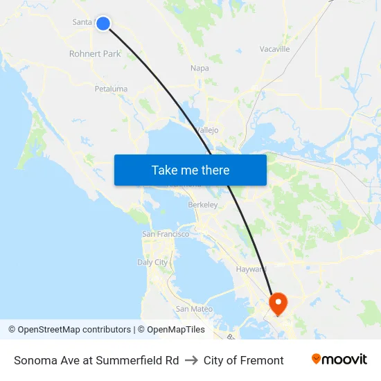 Sonoma Ave at Summerfield Rd to City of Fremont map