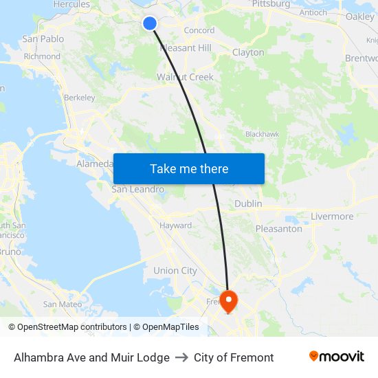 Alhambra Ave and Muir Lodge to City of Fremont map