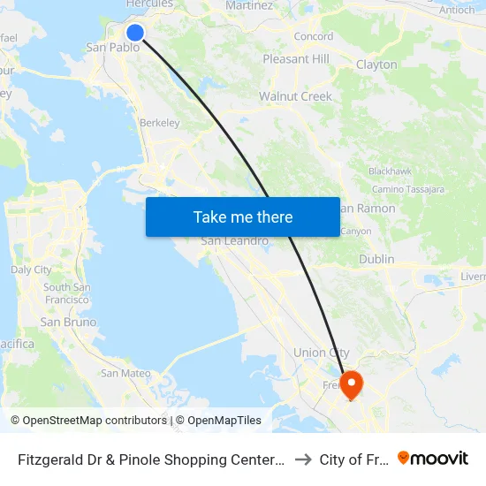 Fitzgerald Dr & Pinole Shopping Center (Target/Applebees) to City of Fremont map