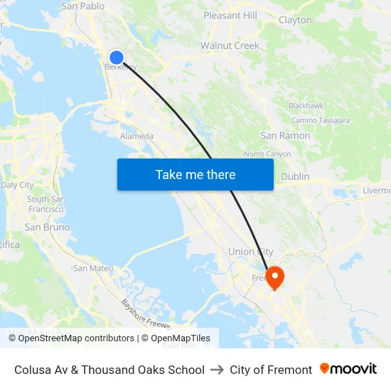 Colusa Av & Thousand Oaks School to City of Fremont map