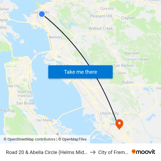 Road 20 & Abella Circle (Helms Mid Sch) to City of Fremont map