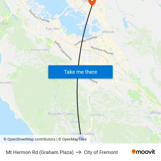 Mt Hermon Rd (Graham Plaza) to City of Fremont map
