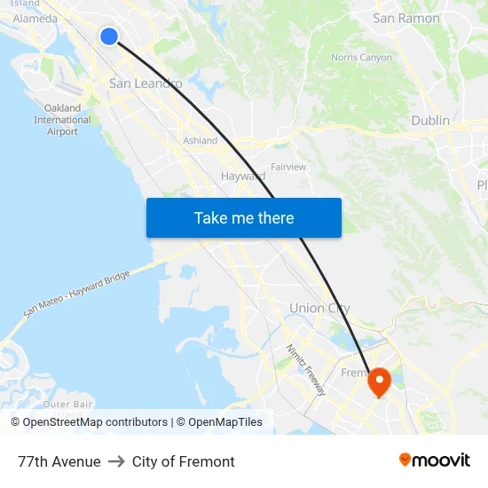 77th Avenue to City of Fremont map