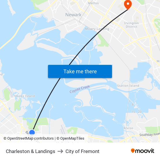 Charleston & Landings to City of Fremont map