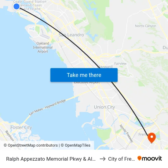 Ralph Appezzato Memorial Pkwy & Alameda College to City of Fremont map