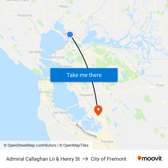 Admiral Callaghan Ln & Henry St to City of Fremont map