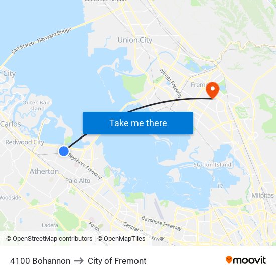 4100 Bohannon to City of Fremont map