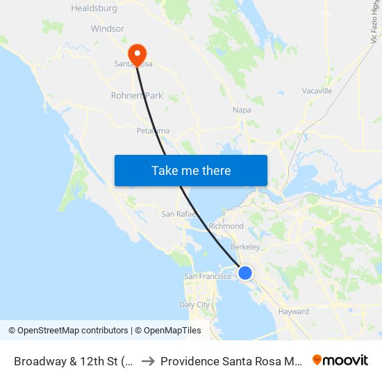 Broadway & 12th St (12th St BART) to Providence Santa Rosa Memorial Hospital map