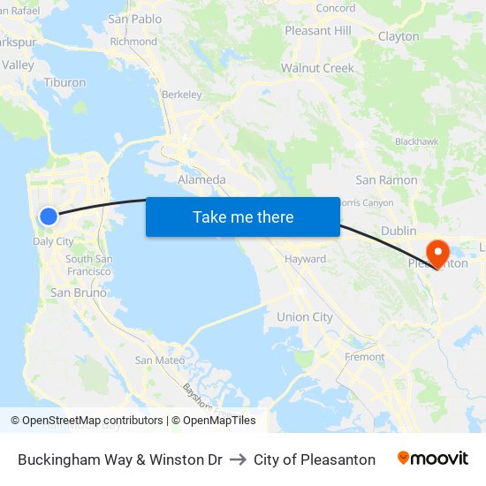 Buckingham Way & Winston Dr to City of Pleasanton map