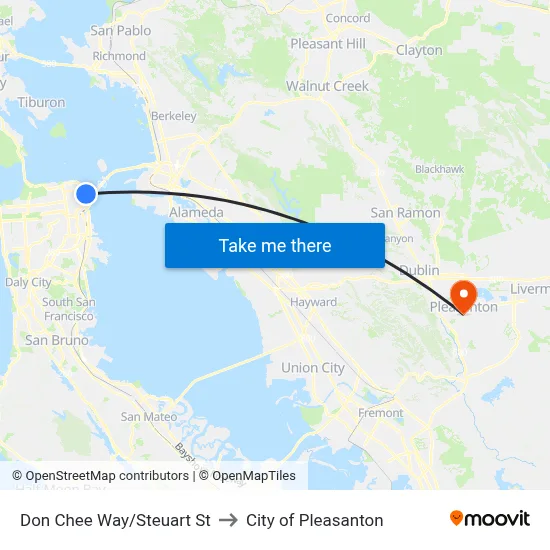 Don Chee Way/Steuart St to City of Pleasanton map