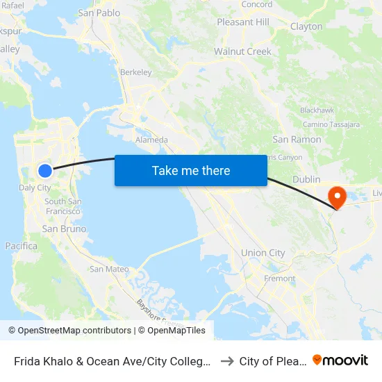 Frida Khalo & Ocean Ave/City College Welcome Center to City of Pleasanton map