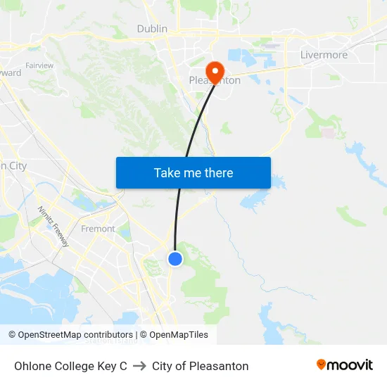 Ohlone College Key C to City of Pleasanton map