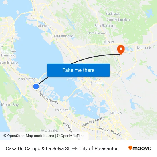 Casa De Campo & La Selva St to City of Pleasanton map