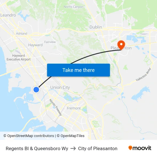 Regents Bl & Queensboro Wy to City of Pleasanton map