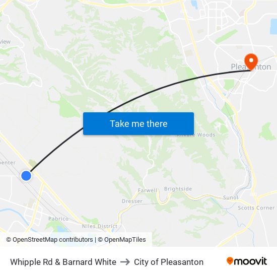 Whipple Rd & Barnard White to City of Pleasanton map