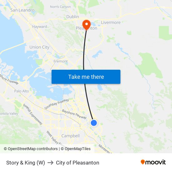 Story & King (W) to City of Pleasanton map