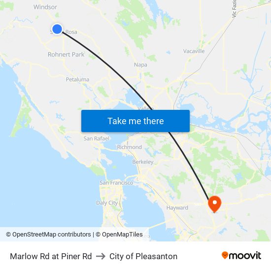 Marlow Rd at Piner Rd to City of Pleasanton map