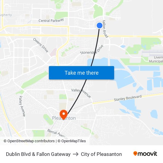 Dublin Blvd & Fallon Gateway to City of Pleasanton map