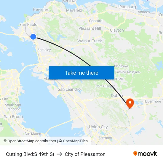 Cutting Blvd:S 49th St to City of Pleasanton map
