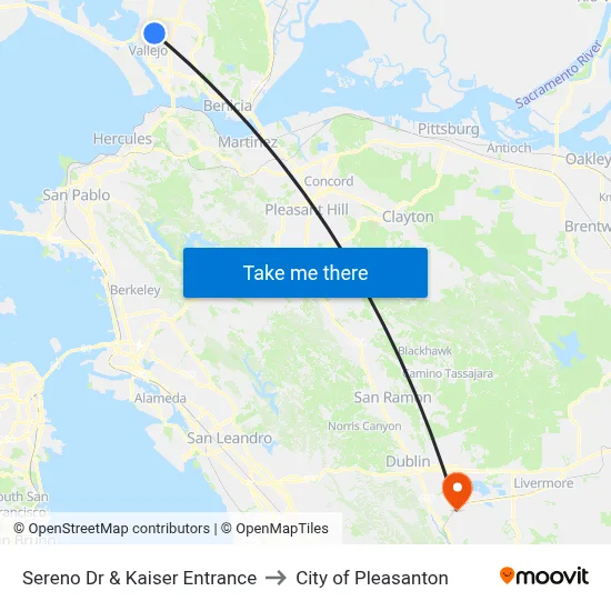 Sereno Dr & Kaiser Entrance to City of Pleasanton map