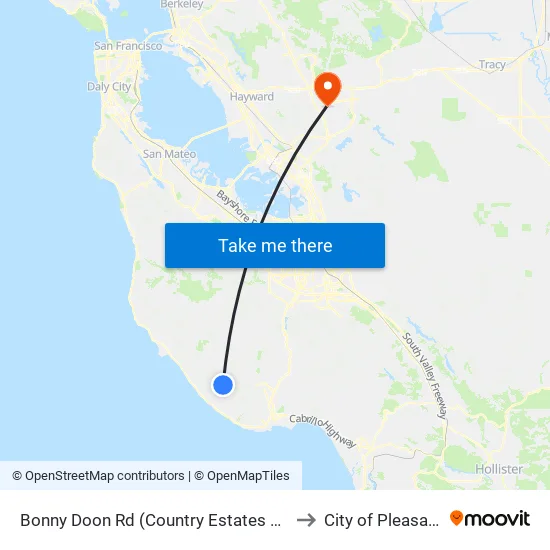 Bonny Doon Rd (Country Estates Terrace) to City of Pleasanton map