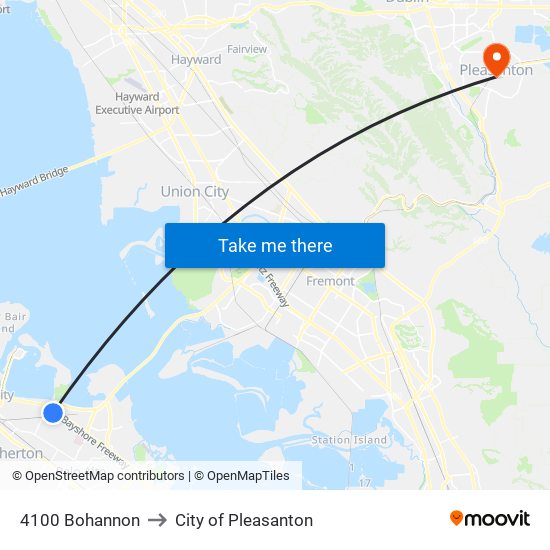 4100 Bohannon to City of Pleasanton map