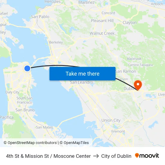 4th St & Mission St / Moscone Center to City of Dublin map