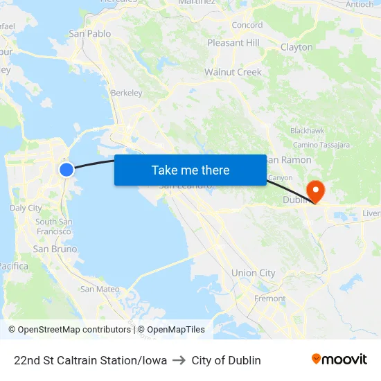22nd St Caltrain Station/Iowa to City of Dublin map