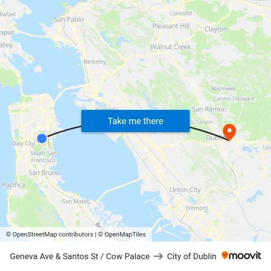Geneva Ave & Santos St / Cow Palace to City of Dublin map