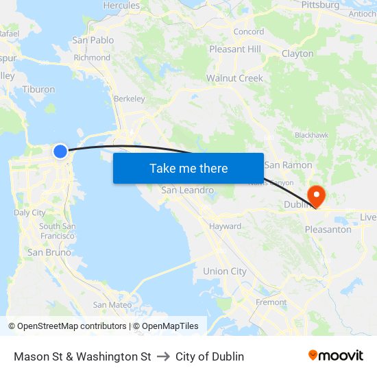 Mason St & Washington St to City of Dublin map